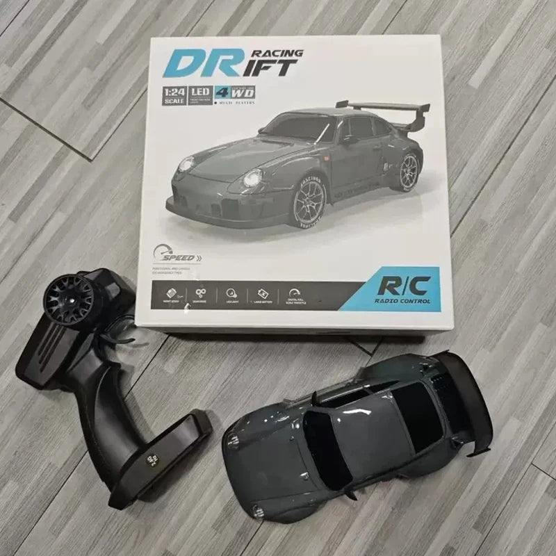 New 1/20 Scale 4WD Remote Control Drift Car RTR – High Performance Powerful Full Throttle RC Vehicle with Tires Road Barriers