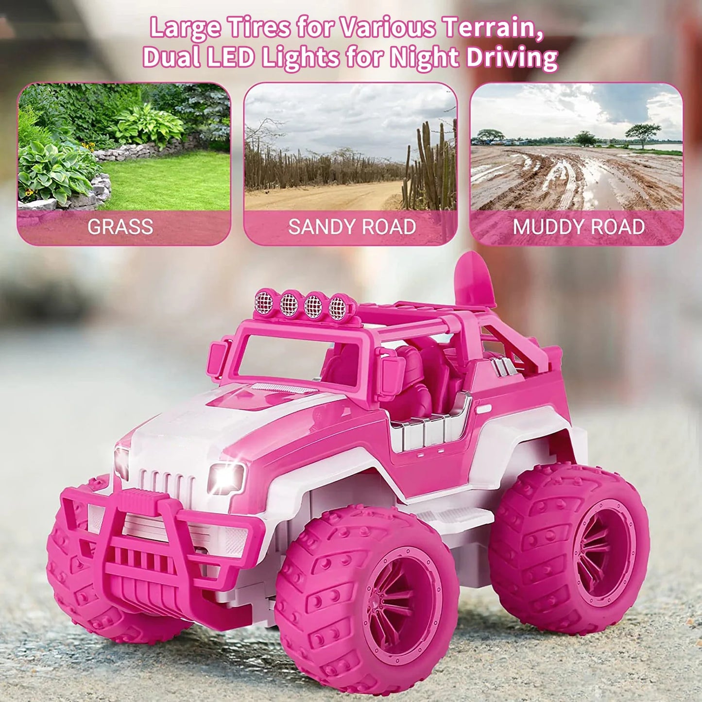 1:12 Toy Car 2.4Ghz Remote Control Off-Road Vehicle Forward Backward Left/ Right Turning Car Toys with Shovel for Girls Kids