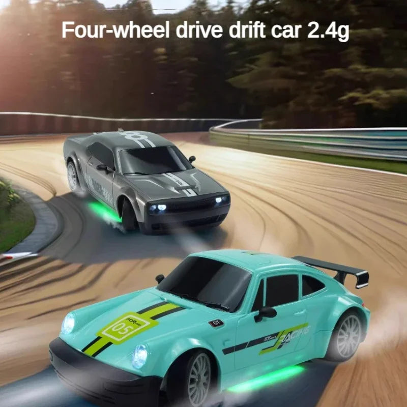 Remote Control Car 1/20 4WD Drift Car Unlimited Speed 2.4G Remote Control GTR High Speed Racing Car LED Light Toy