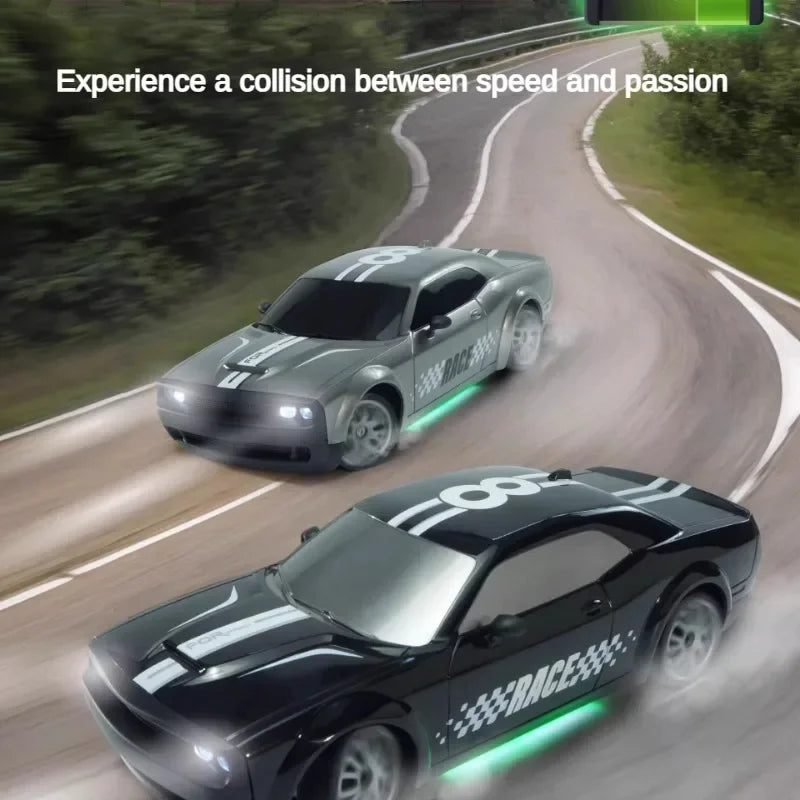 Remote Control Car 1/20 4WD Drift Car Unlimited Speed 2.4G Remote Control GTR High Speed Racing Car LED Light Toy