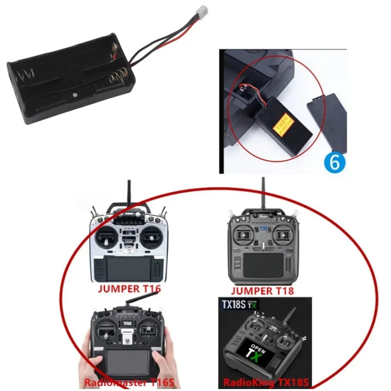 Transmitter RadioMaster TX16S Battery Box Case 2S 18650 3-Wire Plug F RadioKing TX18S Jumper T16 T18 PRO Radio Remote Controller
