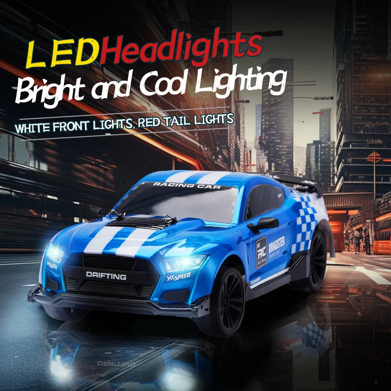 1:14 Full Scale Remote Control Car Gyroscope 4WD Mustang High Speed RC Drift Racing Car with LED Light Multi Car Competition Toy