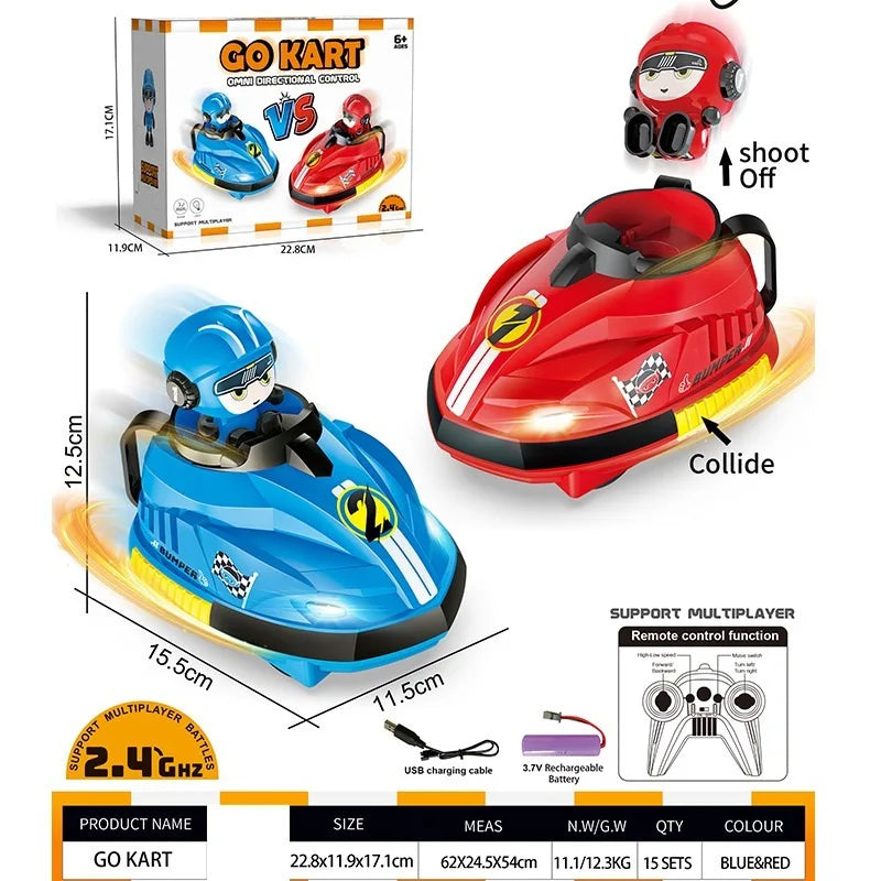 Children's new match parent-child interaction drift kart collision ejection remote control two-person bumper car toy