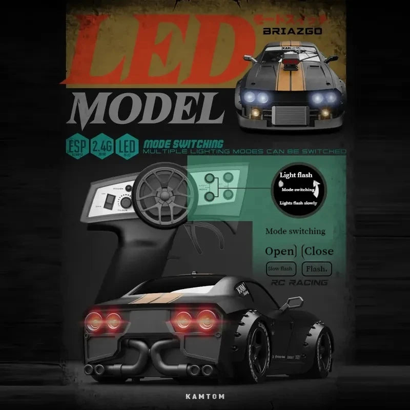 1/32 2.4g Hz Kamtom 4wd Rc Professional High-Speed Drift Car Racing Model Abs Car Shell Remote Control Car Children Toy Gifts