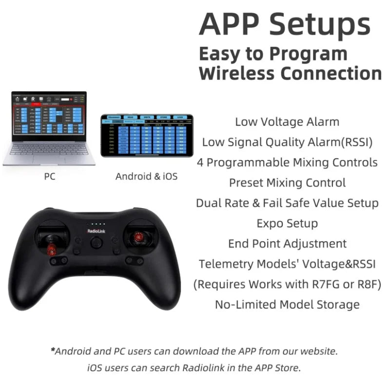 RC Transmitter Radiolink T8S 8 Channels 2.4GHz Remote Controller Built-in Rechargeable Battery for Quad Airplane Car Boat