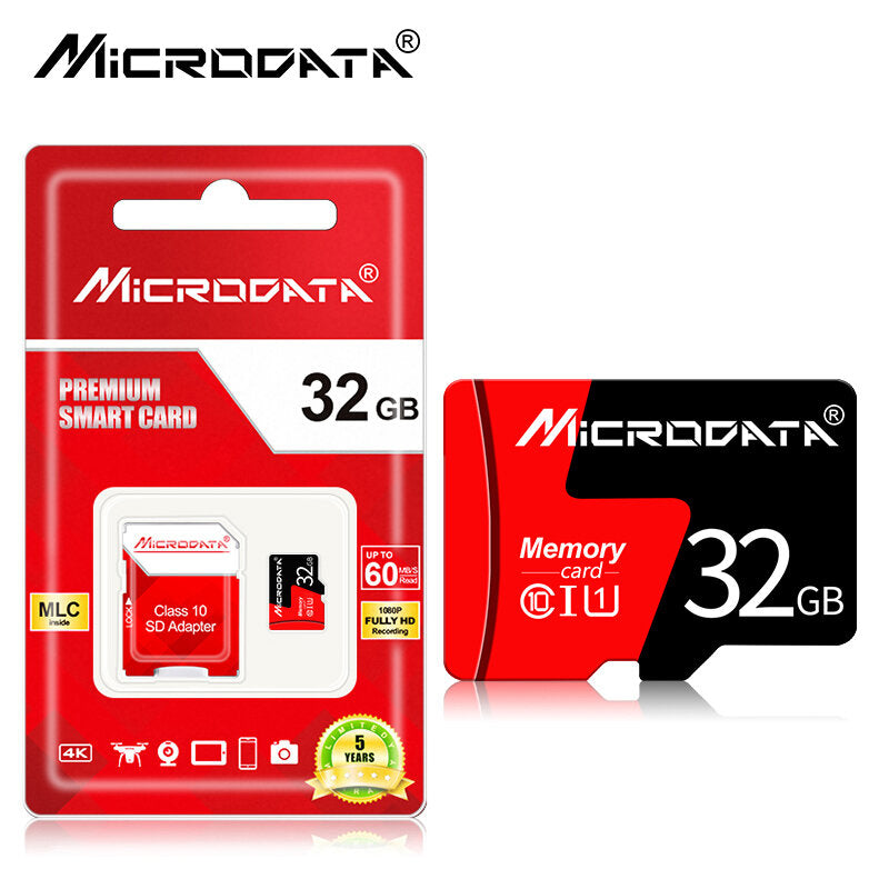 MicroData Class 10 High Speed Max 80Mb/s TF Memory Card 8GB 16GB 32GB 64GB 128GB With Card Adapter For Mobile Phone Tablet GPS Camera