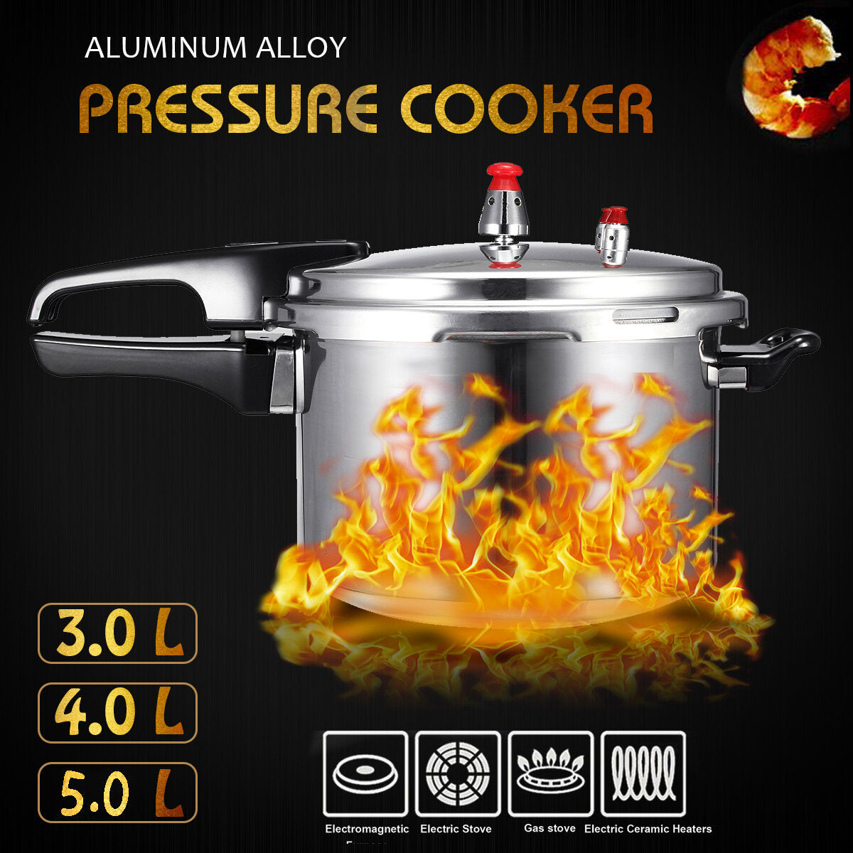 Aluminium Commercial Grade Pressure Cooker 3/4/6.3 Litre 3