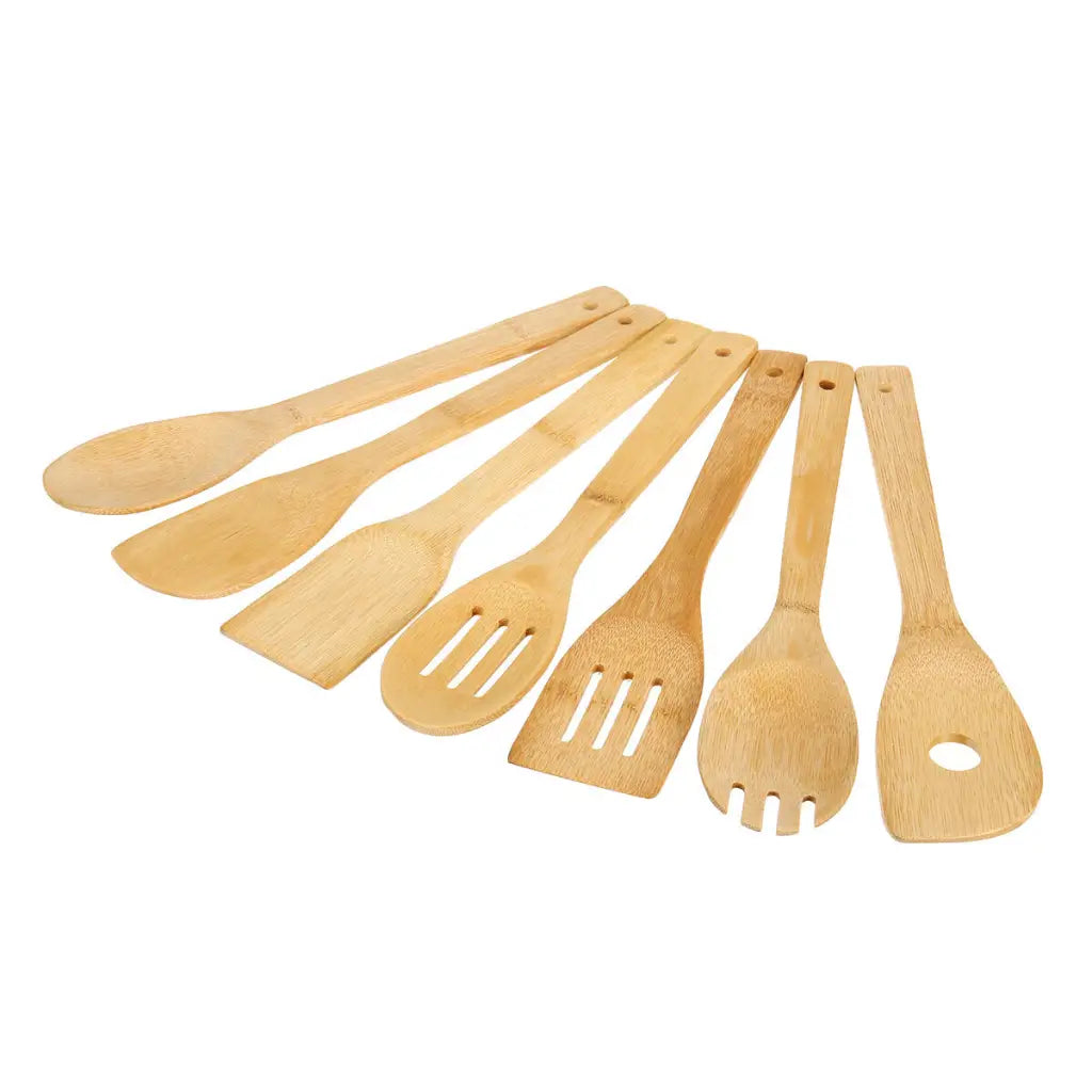Bamboo Cooking Utensils - 8pcs Set Of Wooden Spoons