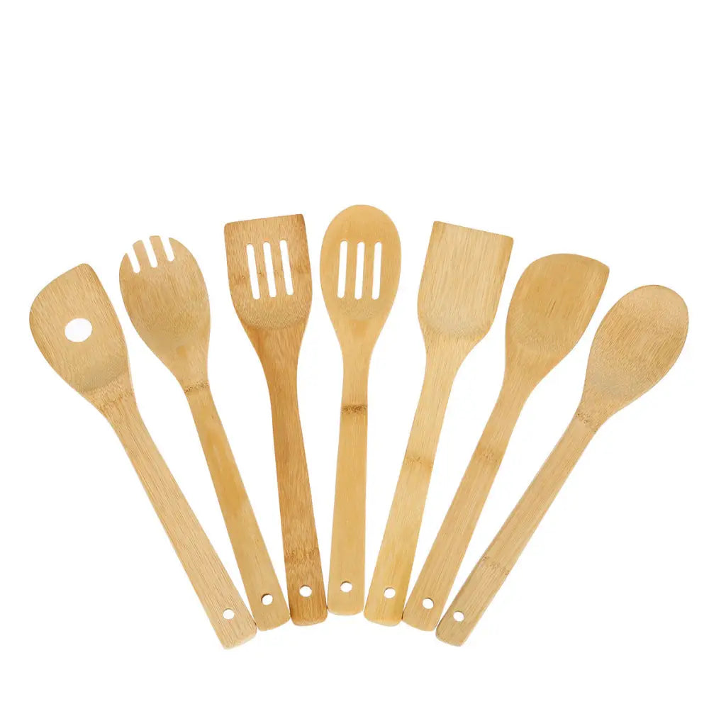 Bamboo Cooking Utensils - 8pcs Set Of Wooden Spoons