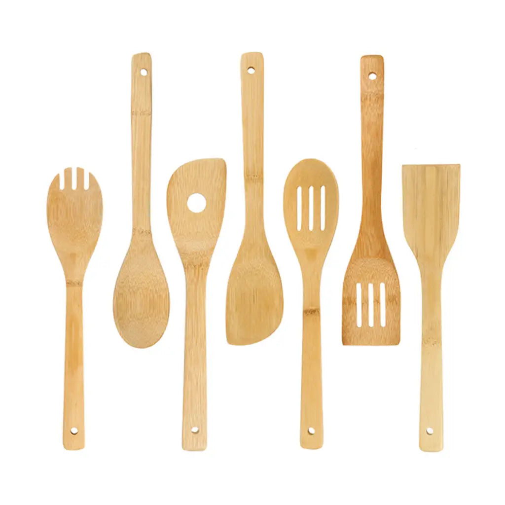Bamboo Cooking Utensils - 8pcs Set Of Wooden Spoons