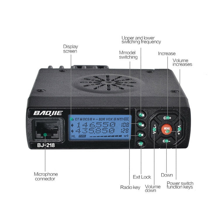 Baojie Bj-218 25w Mobile Radio Vhf Uhf 136-174 400-470mhz