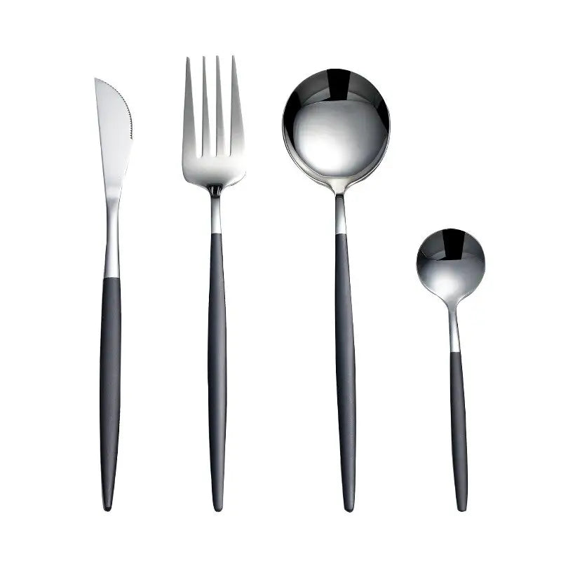 Black Gold Cutlery Set: Silver Tableware Dish Safe