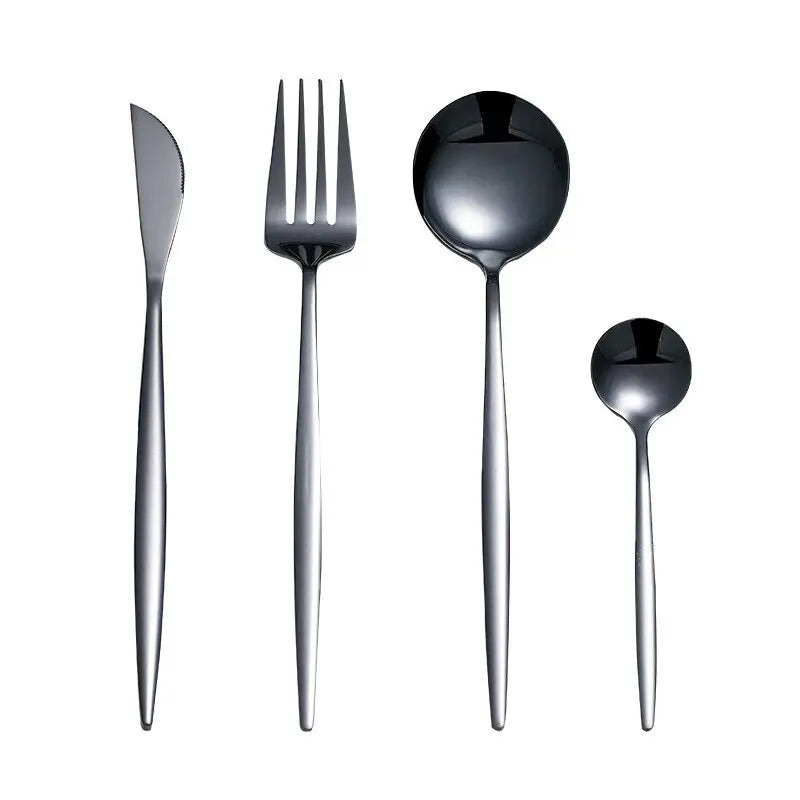 Black Gold Cutlery Set: Silver Tableware Dish Safe