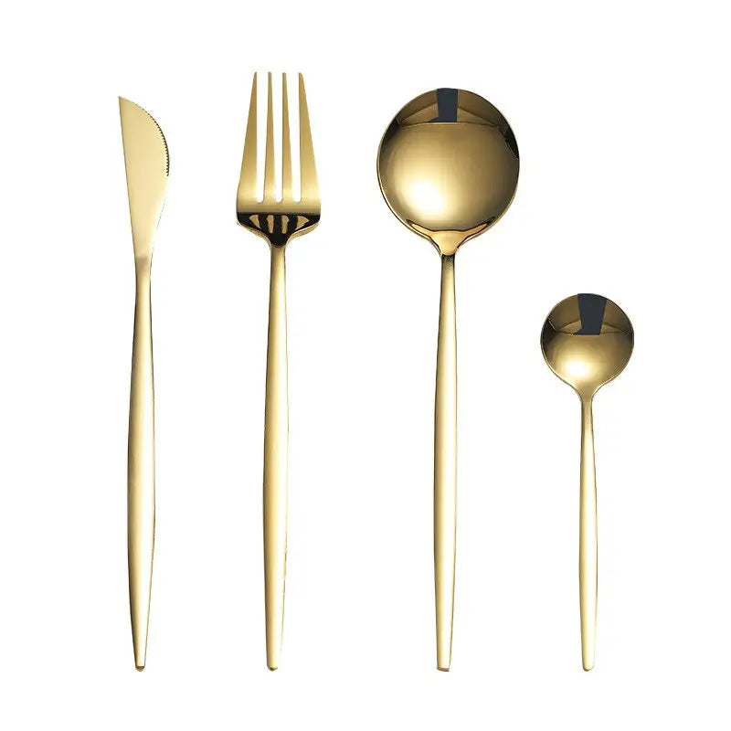 Black Gold Cutlery Set: Silver Tableware Dish Safe