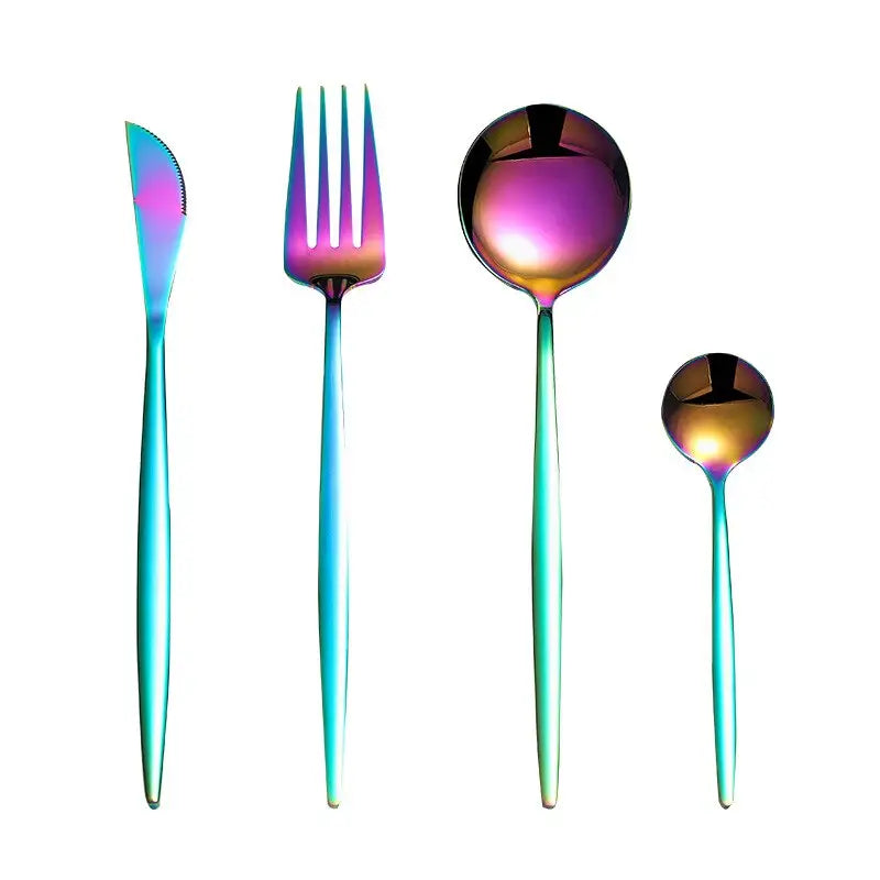 Black Gold Cutlery Set: Silver Tableware Dish Safe