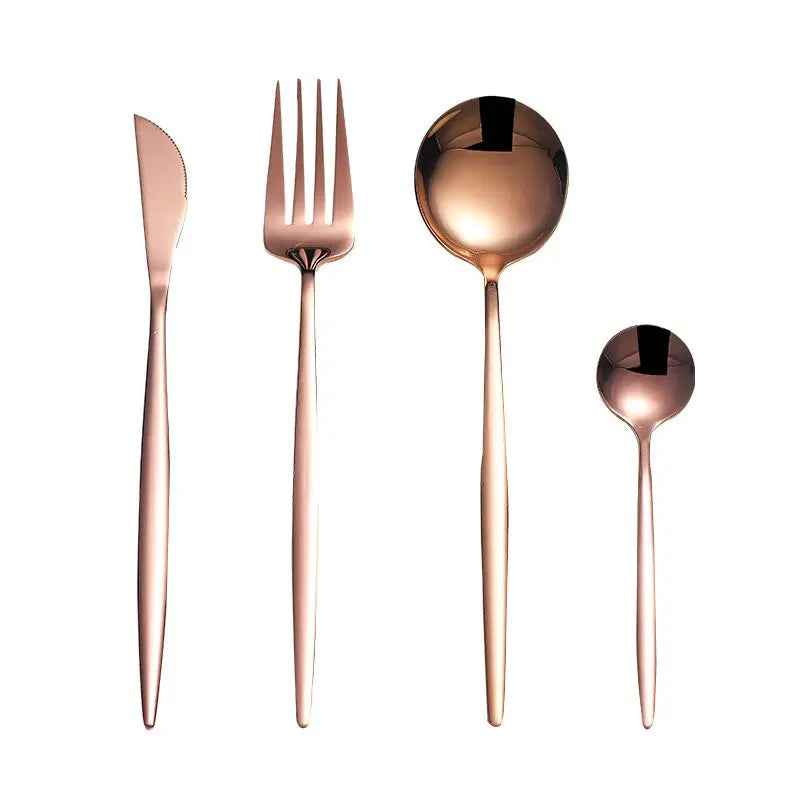 Black Gold Cutlery Set: Silver Tableware Dish Safe