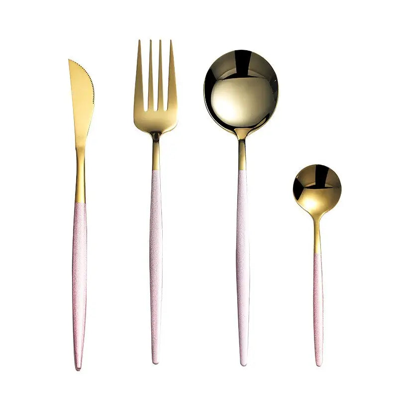 Black Gold Cutlery Set: Silver Tableware Dish Safe
