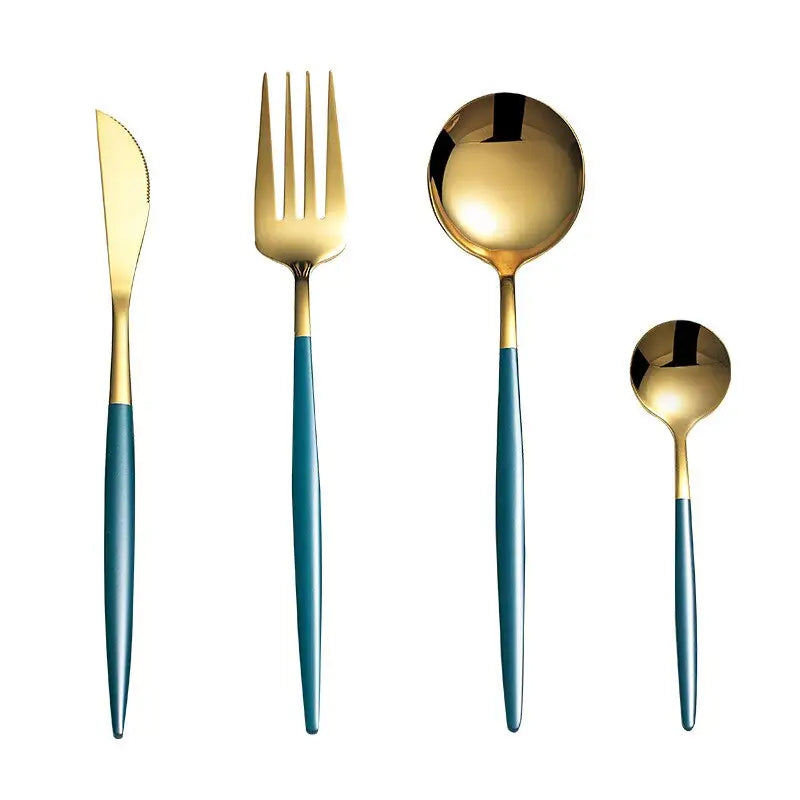 Black Gold Cutlery Set: Silver Tableware Dish Safe