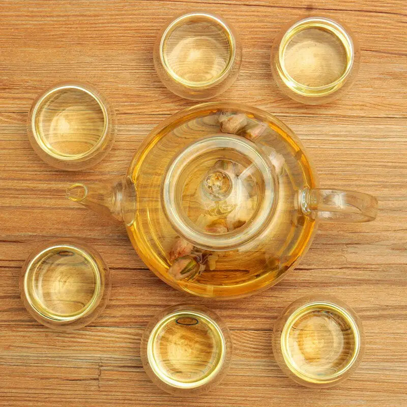 Borosilicate Glass Tea Pot: Heat-resistant With Double Cups