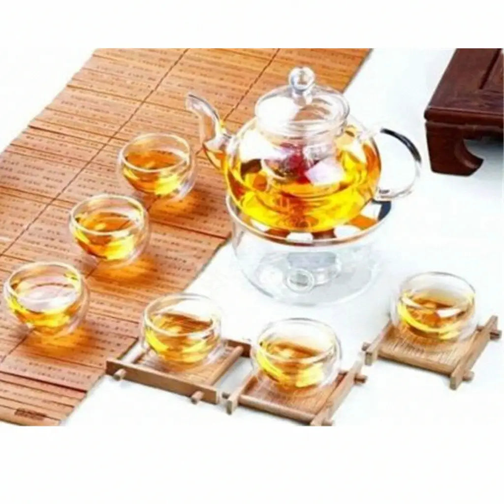 Borosilicate Glass Tea Pot: Heat-resistant With Double Cups