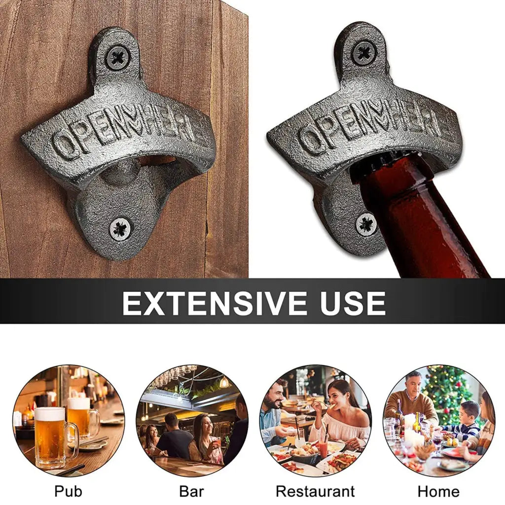 Bottle Opener Wooden Wall Mount: Cap Catcher Tool