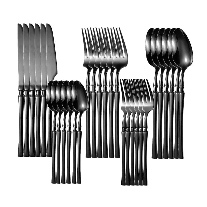 Bright Gold Dinnerware Set - Stainless Steel Knife Fork