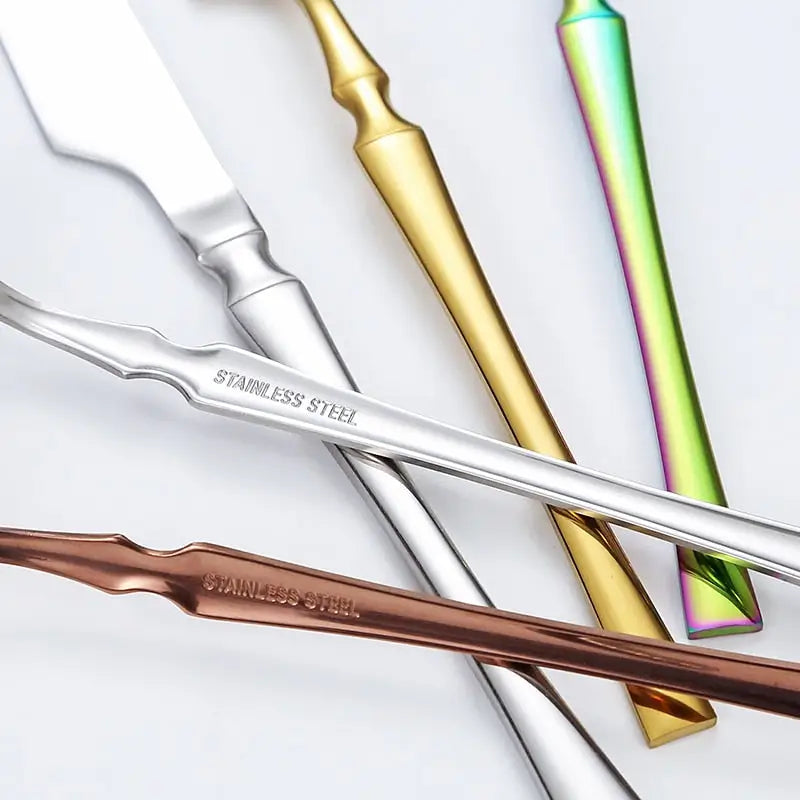 Bright Gold Dinnerware Set - Stainless Steel Knife Fork