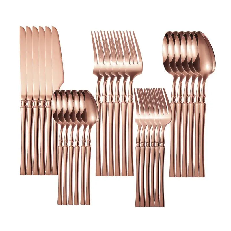 Bright Gold Dinnerware Set - Stainless Steel Knife Fork