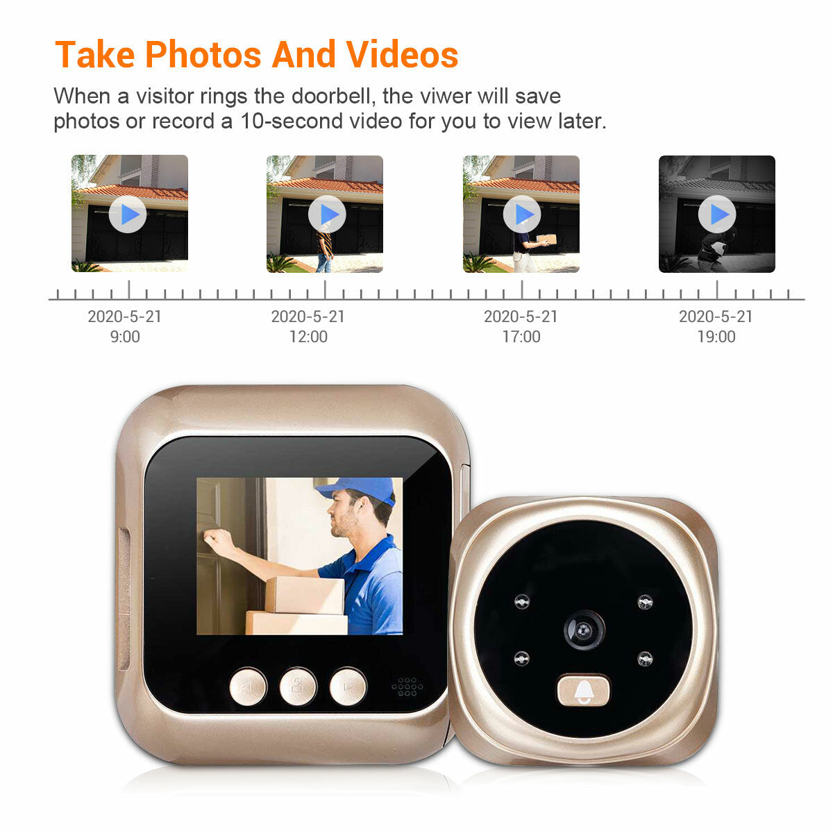 C11 Hd 1080p 2.4 Lcd Screen Cat’s Eye Camera Doorbell