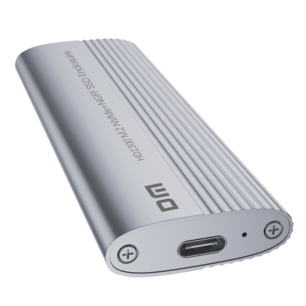 DM Dual Protocol M.2 NVME NGFF SSD Enclosure Case 10Gbps USB3.2 & Type-C Solid State Hard Disk Box HD1300
