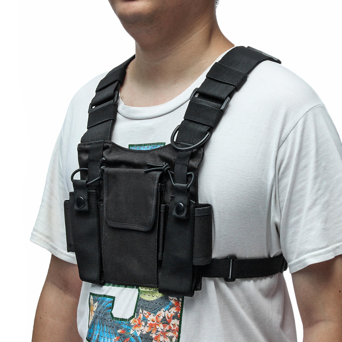 Chest 3 Pocket Harness Nylon Bag Pack Backpack Holster For