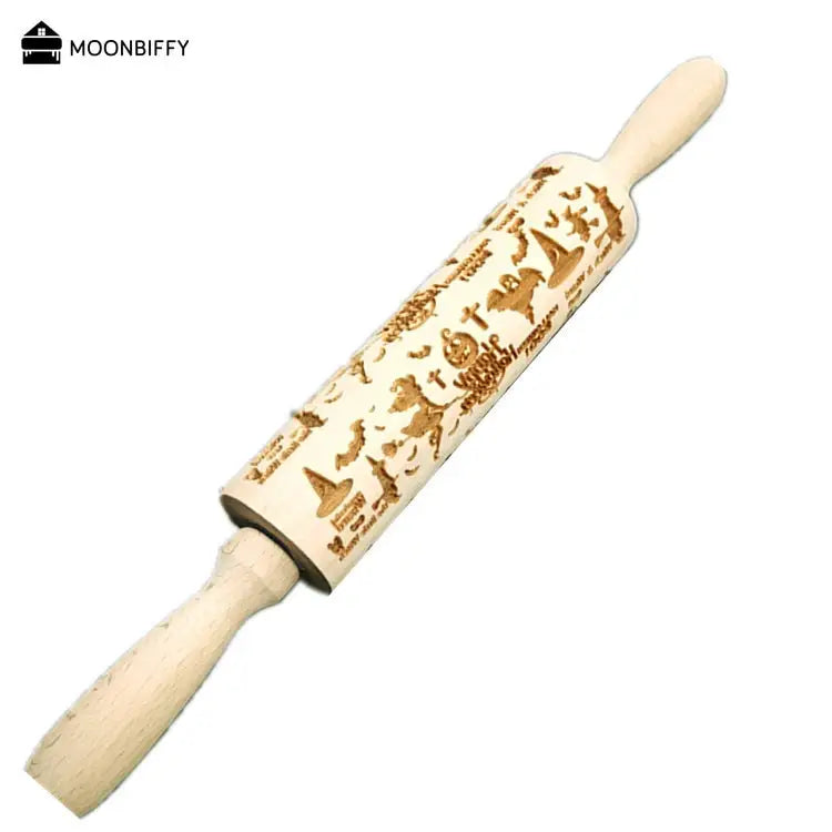 Christmas Rolling Pins: Wooden Embossing Baking Cookies