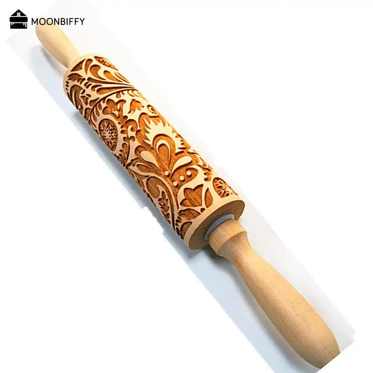 Christmas Rolling Pins: Wooden Embossing Baking Cookies