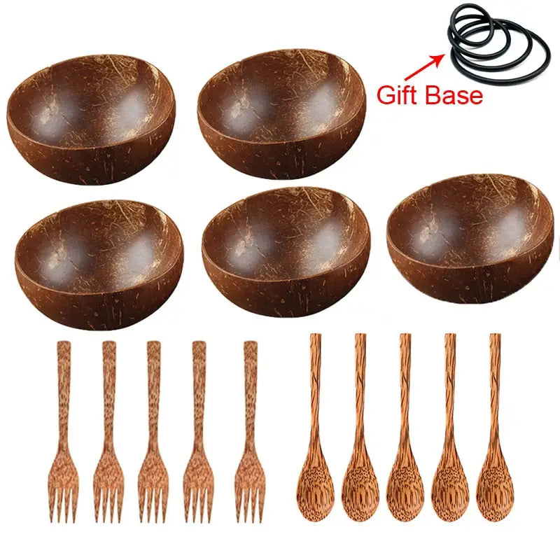 Coconut Bowl Spoon Set - Natural Tableware Home Decor