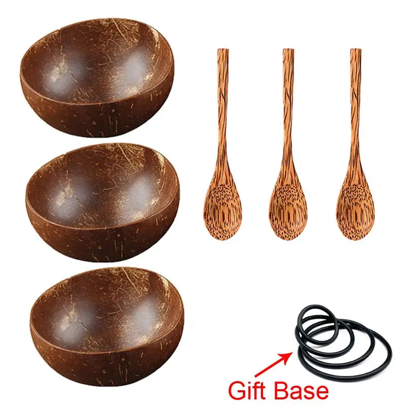Coconut Bowl Spoon Set - Natural Tableware Home Decor