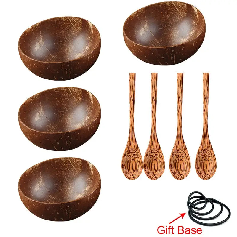 Coconut Bowl Spoon Set - Natural Tableware Home Decor