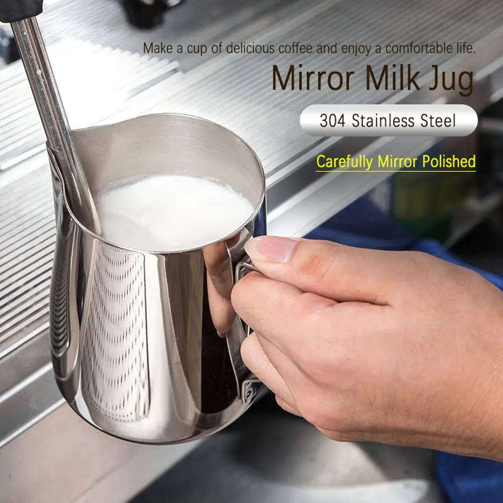 Coffee Milk Frothing Jug: Stainless Steel Barista Pitcher