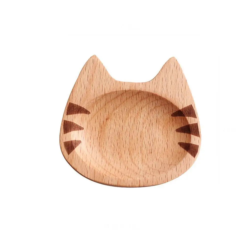 Creative Wooden Dipping Dish Cute Cat