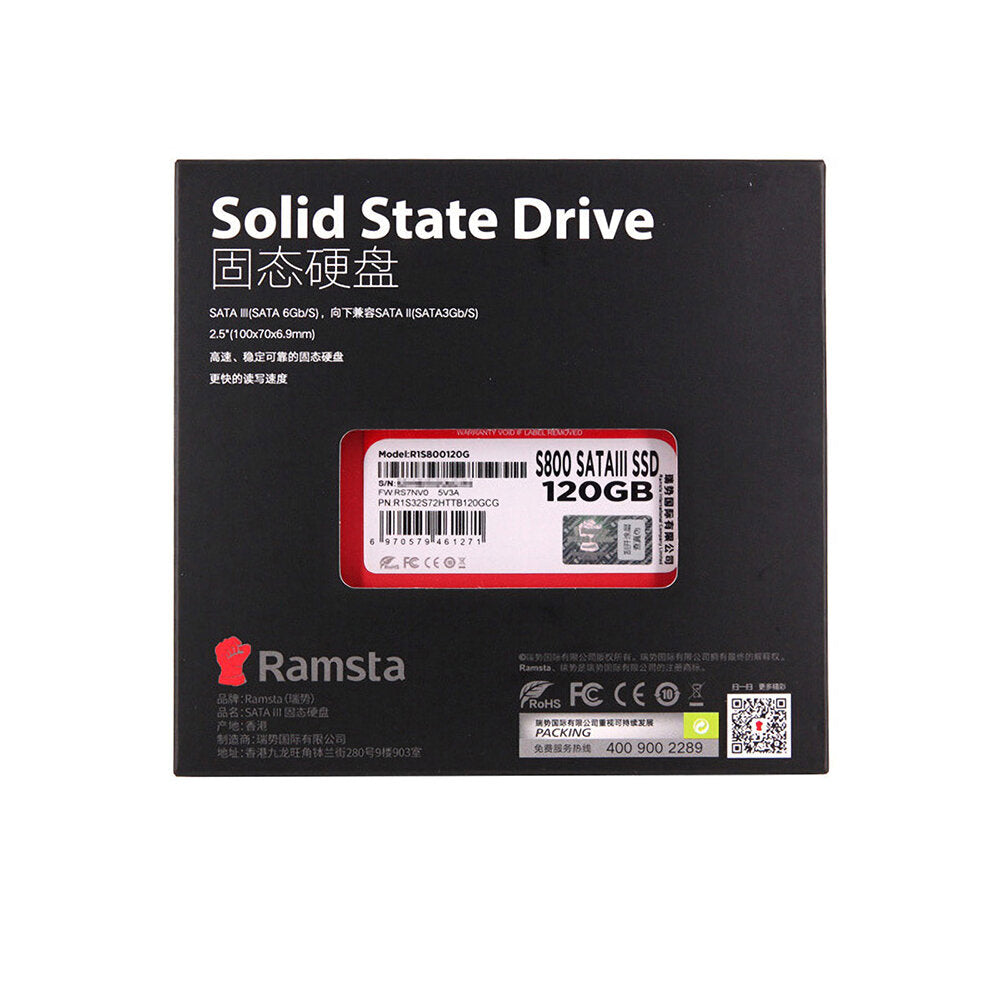 Ramsta 120G SATA3 SSD Solid State Drive High Speed Hard Disk 128G 240G 256G 480G 512G for Laptop Desktop PC S800