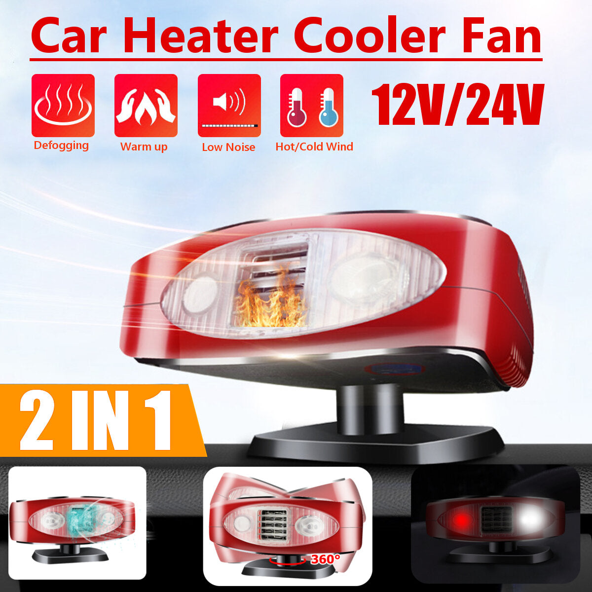 Electric Car Heater Defroster 12v/24v 120w 2 In 1 Cool