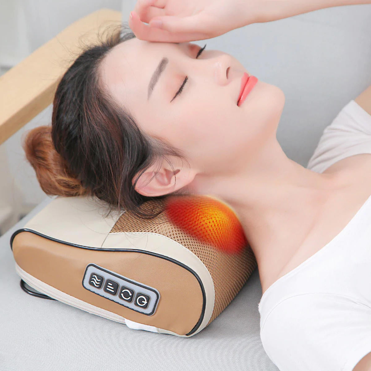 Electric Lumbar Neck Back Massage Pillow Cushion Infrared