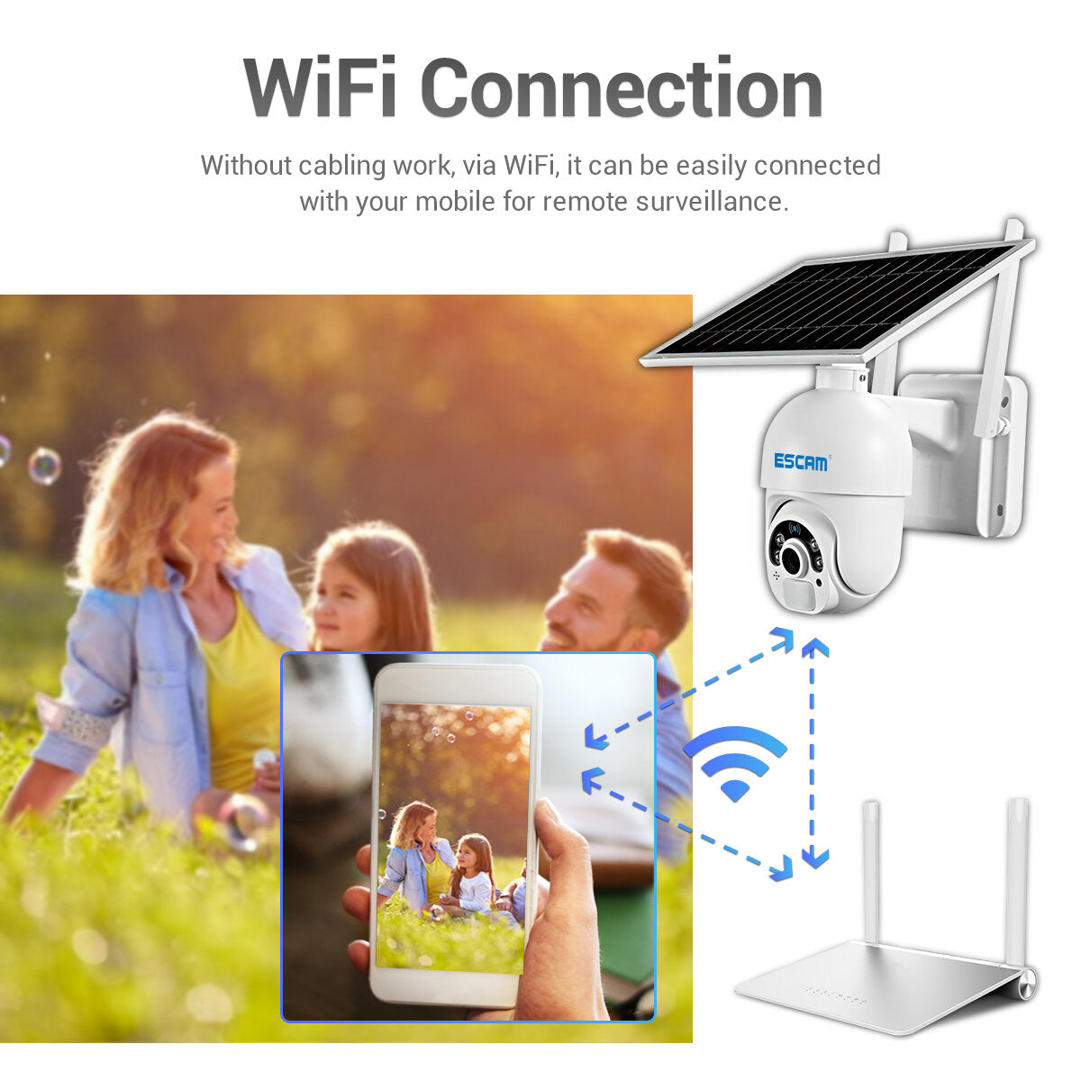 Escam Qf250 1080p Cloud Storage Wifi Battery Pir Alarm Dome