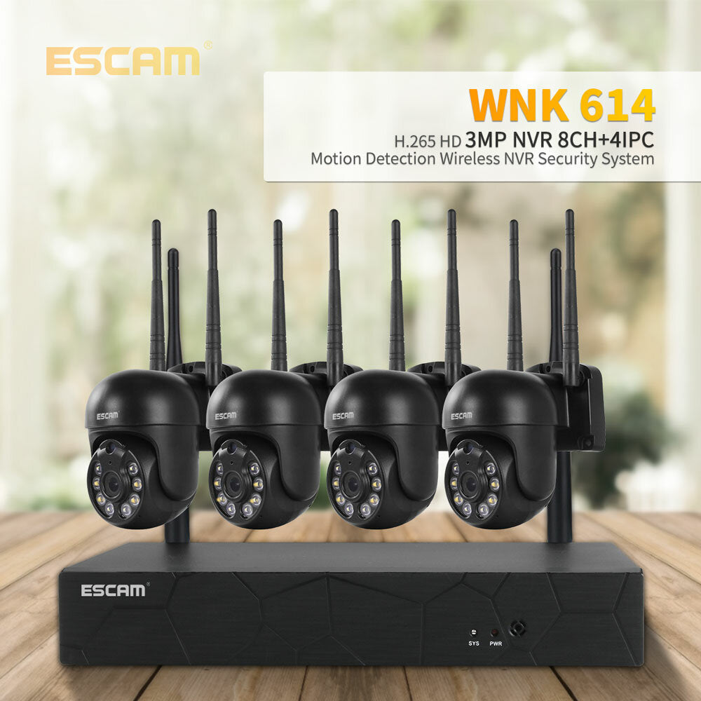 Escam Wnk614 8ch 3mp Wireless Dome Camera Cctv Security
