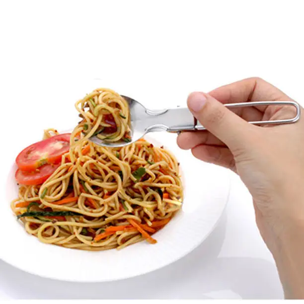 Foldable Stainless Steel Spork Spoon Fork Portable Cookout