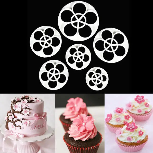 Fondant Cake Cutter Mold - 6pcs Plum Flower
