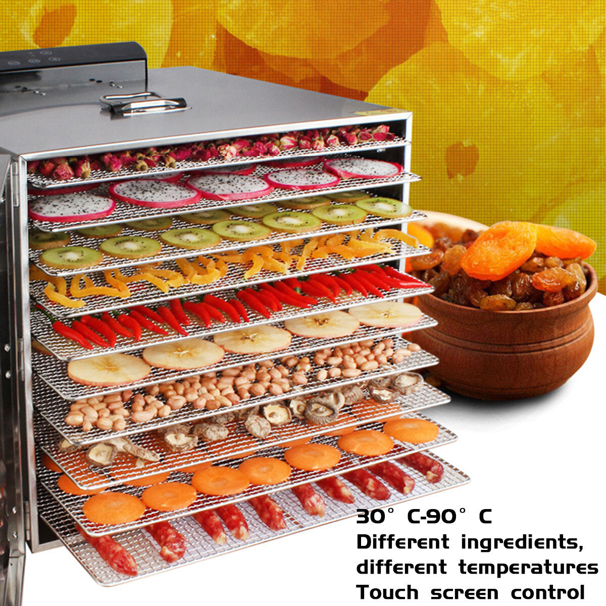 Food Dehydrator 220v 1000w Stainless Steel Yogurt Fruit