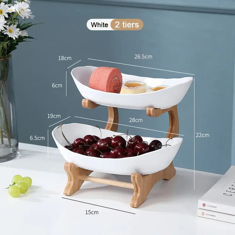 Fruit Plates - Wood Holder Serving Bowls