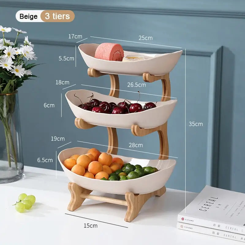 Fruit Plates - Wood Holder Serving Bowls