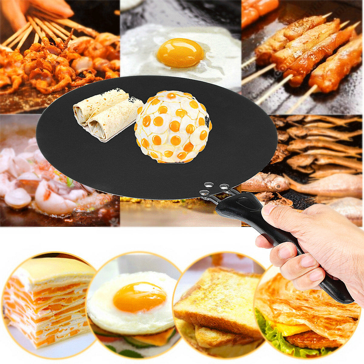 Frying Pan Non-stick Flat Iron Steak Pancake Pizza Griddle