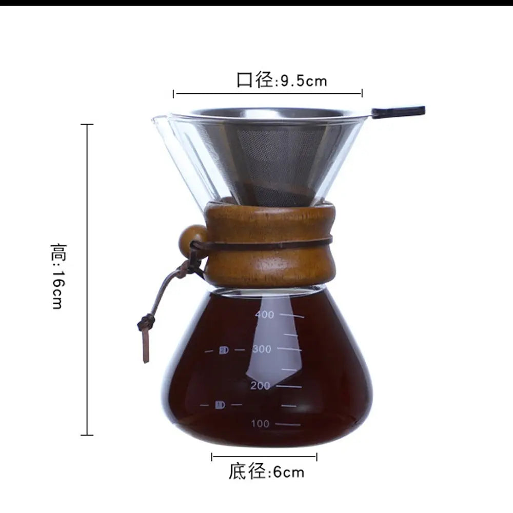 Glass Coffee Kettle Stainless Steel Brewer